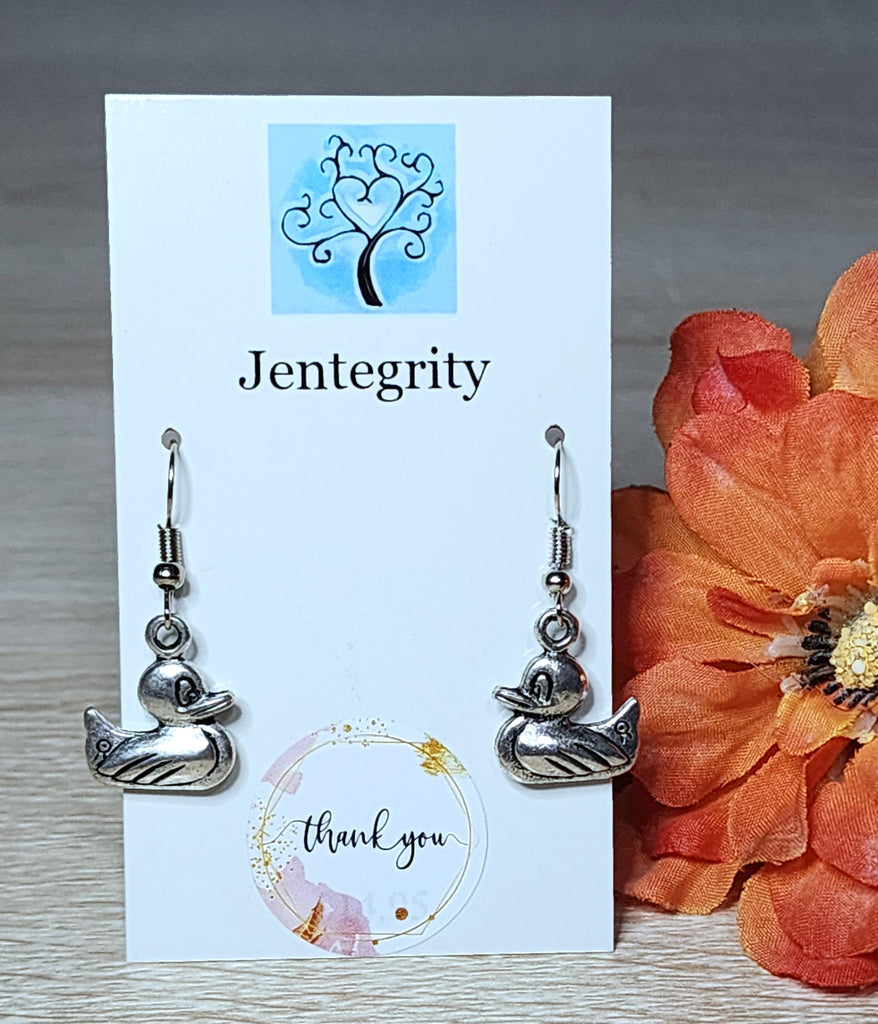 Silver Rubber Ducky Earrings
