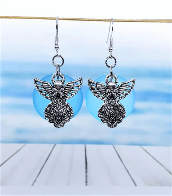 Sea Glass Angel Earrings
