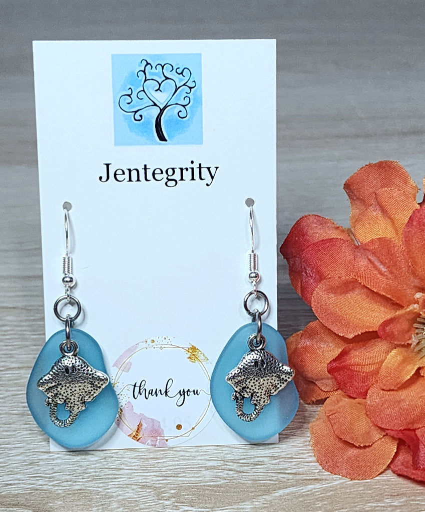 Sea Glass Stingray Earrings