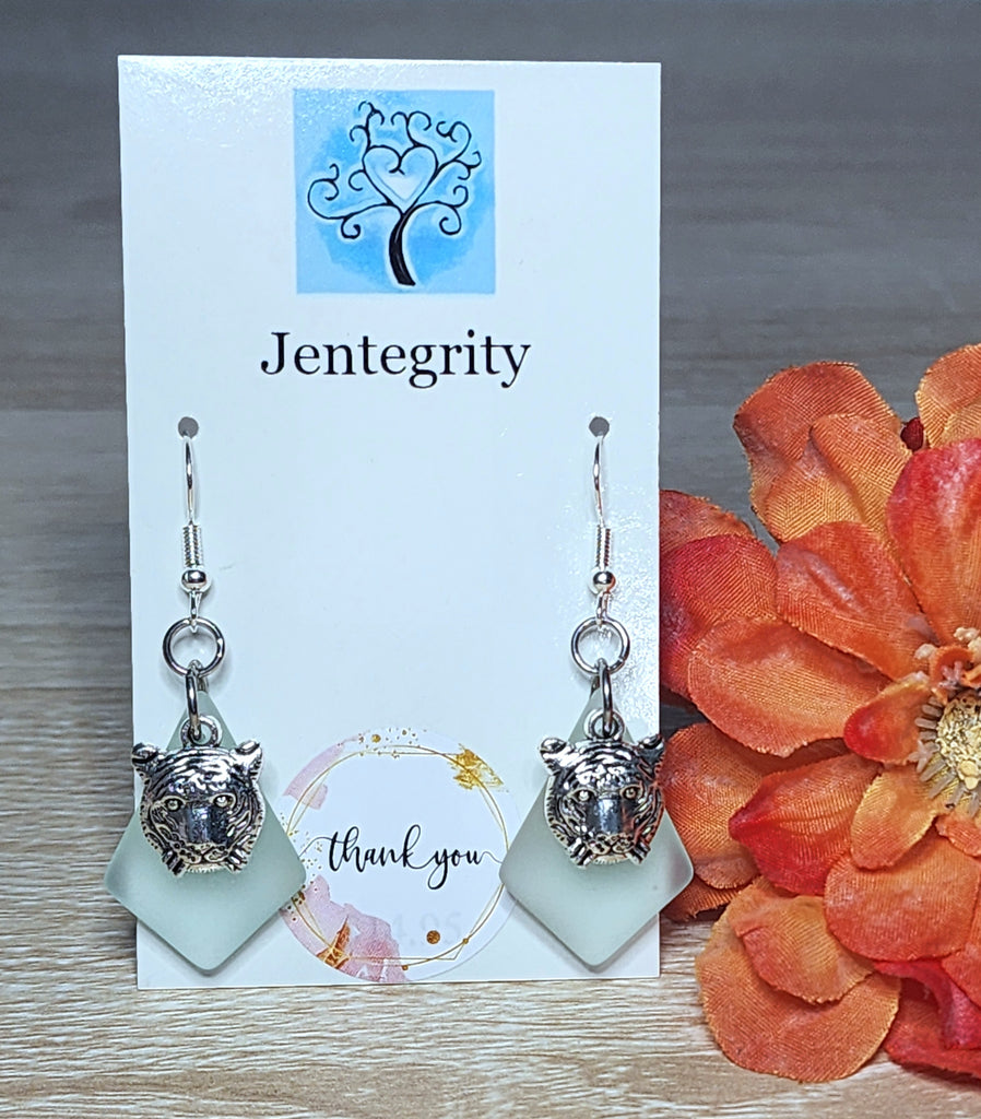 Sea Glass Tiger Earrings