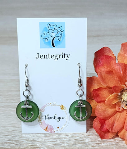 Sea Glass Anchor Earrings