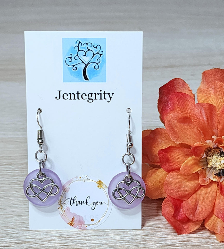 Sea Glass Infinity Heart Earrings