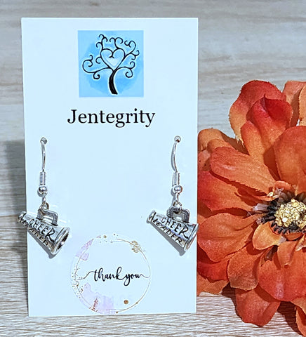 Silver Cheerleader Megaphone Earrings