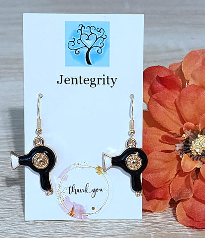 Black Hair Dryer Earrings