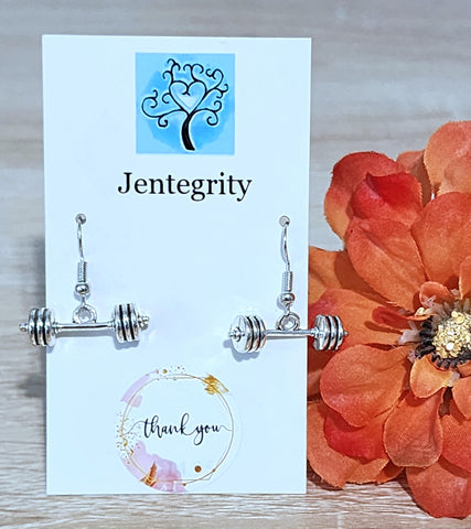 Silver Dumbbell Earrings