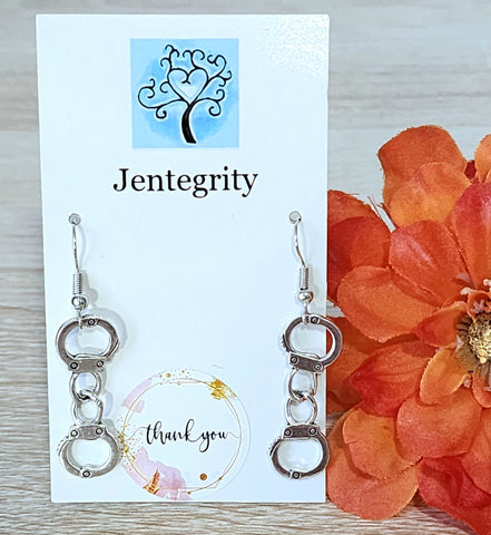 Silver Handcuffs Earrings