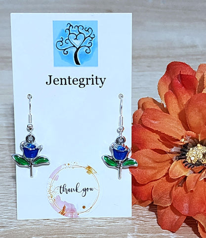 Blue Rose Earrings