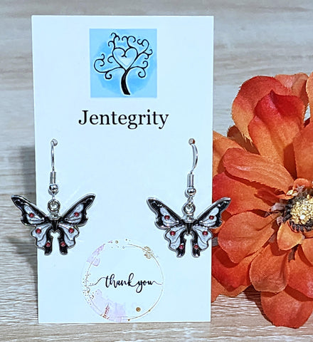 Black & White Butterfly Earrings