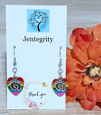 Rainbow Baby Feet Earrings