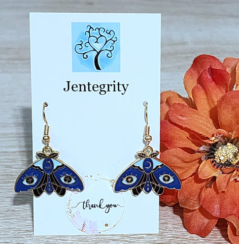 Blue Moth Earrings
