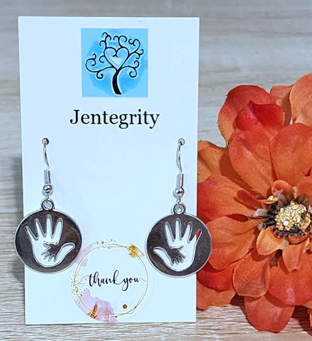 Silver Hand in Hand Earrings