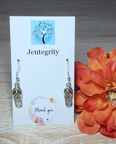 Silver Flip Flop Charm Earrings