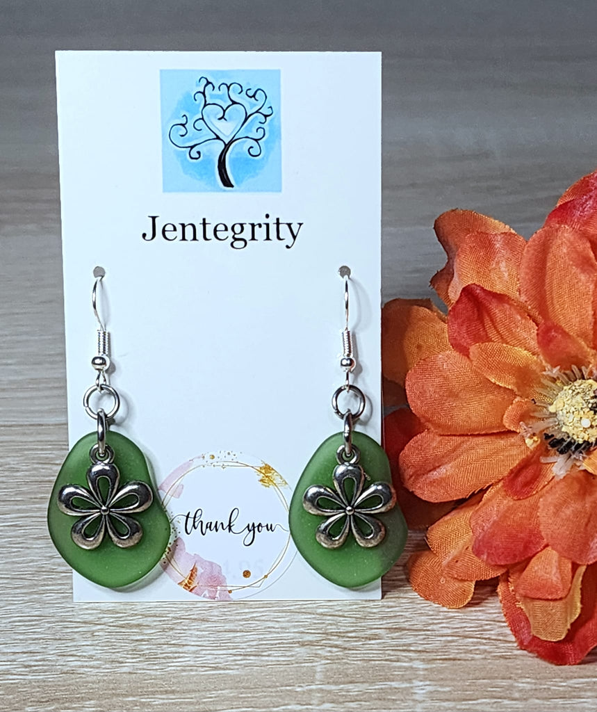 Sea Glass Daisy Earrings