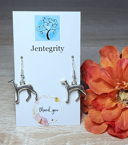 Silver Greyhound Charm Earrings