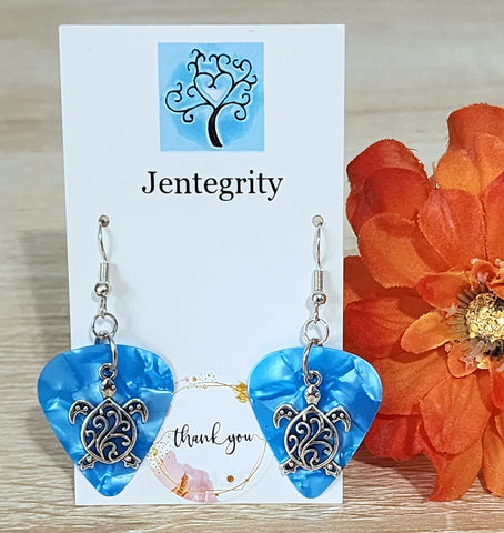Guitar Pick Turtle Earrings