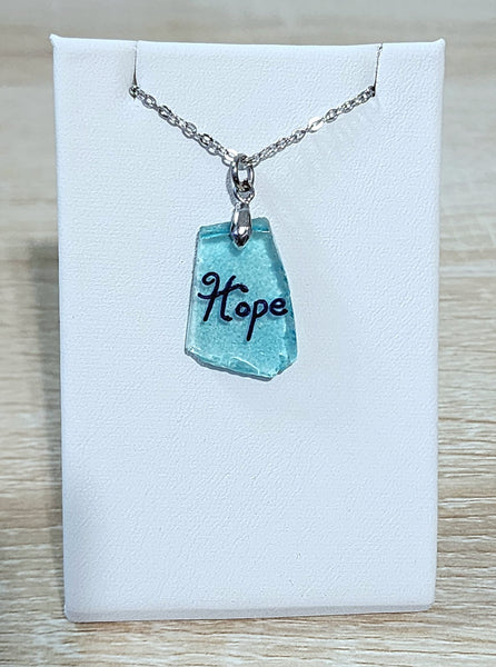 Engraved Sea Glass Necklace - Hope