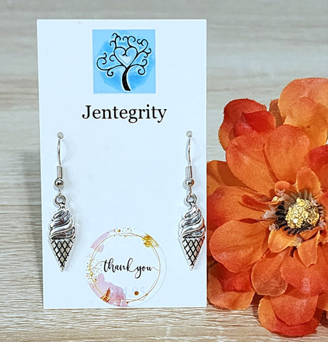 Silver Ice Cream Cone Earrings