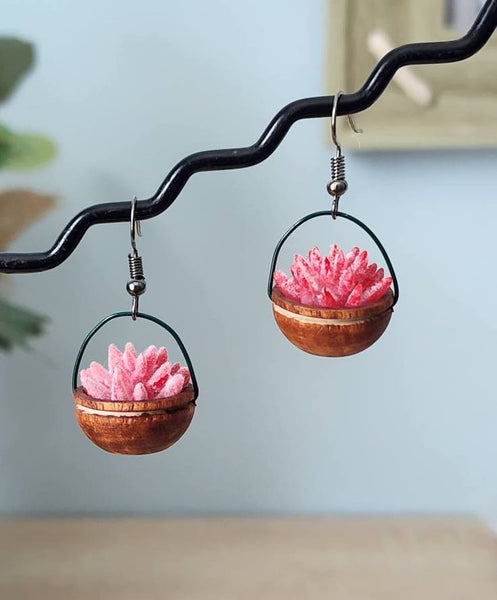 Hanging Plant Earrings - Succulents