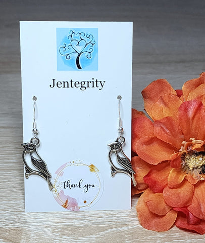 Silver Songbird Charm Earrings