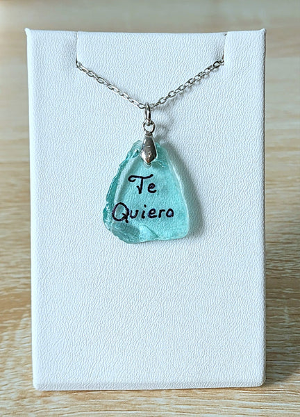 Engraved Sea Glass Necklace - Te Quiero