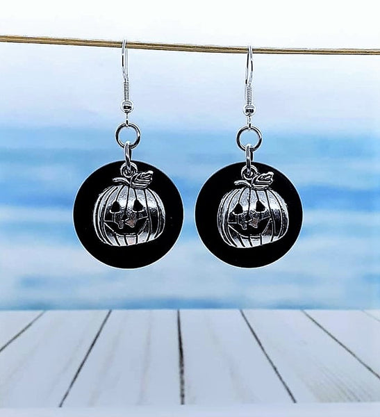Sea Glass Pumpkin Earrings | Sterling Silver | Halloween | Pumpkin Earrings | Sea Glass Earrings | Sea Glass Jewelry | Dangle Earrings