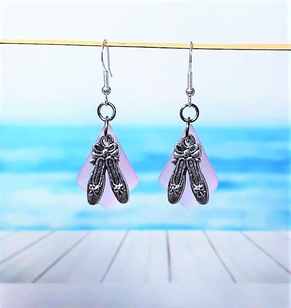 Sea Glass Ballet Slipper Earrings