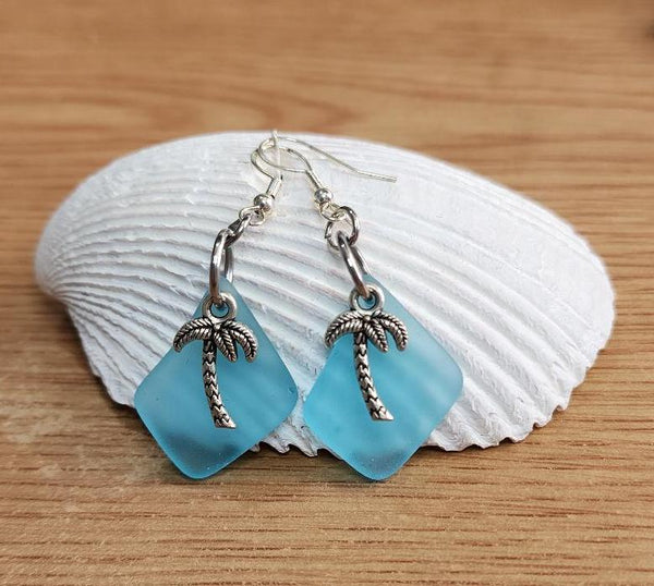Sea Glass Palm Tree Earrings