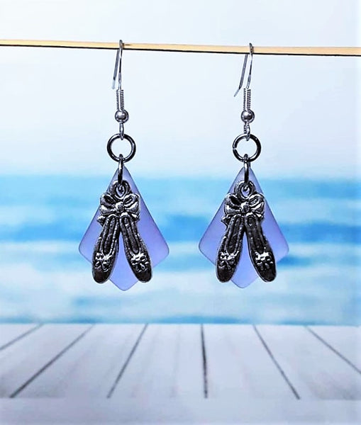 Sea Glass Ballet Slipper Earrings