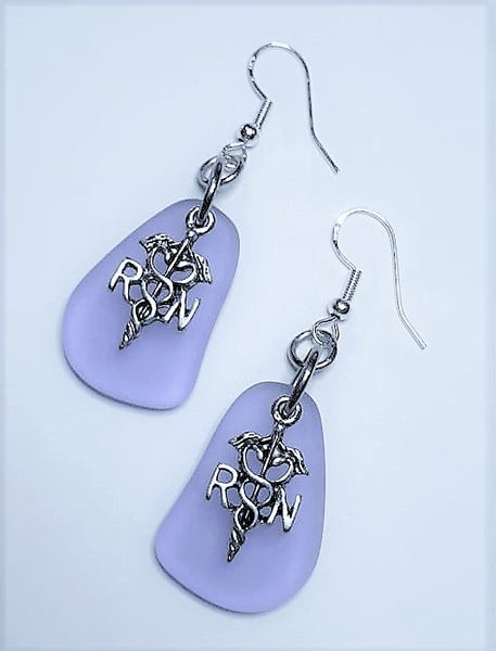 Lilac Sea Glass RN Earrings