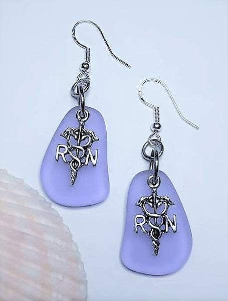 Lilac Sea Glass RN Earrings
