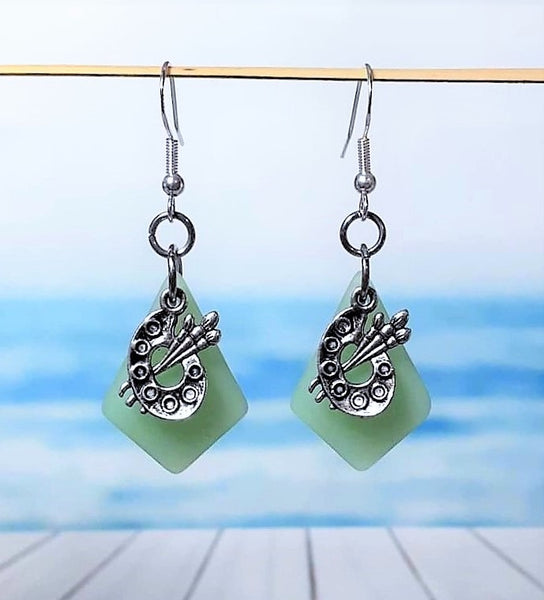 Sea Glass Artist Palette Earrings