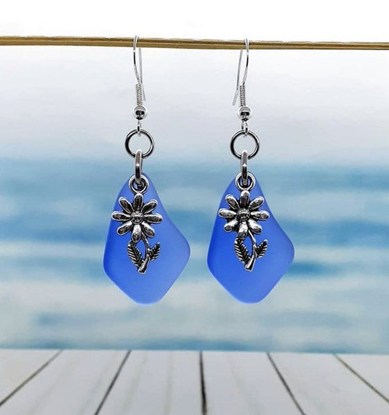 Sea Glass Flower Earrings