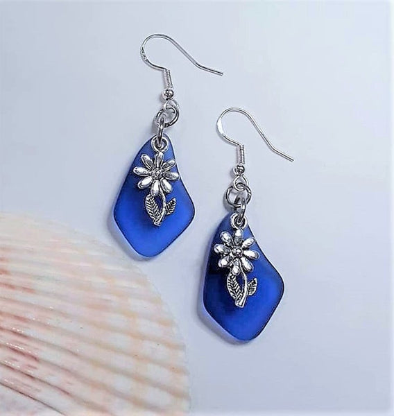 Sea Glass Flower Earrings