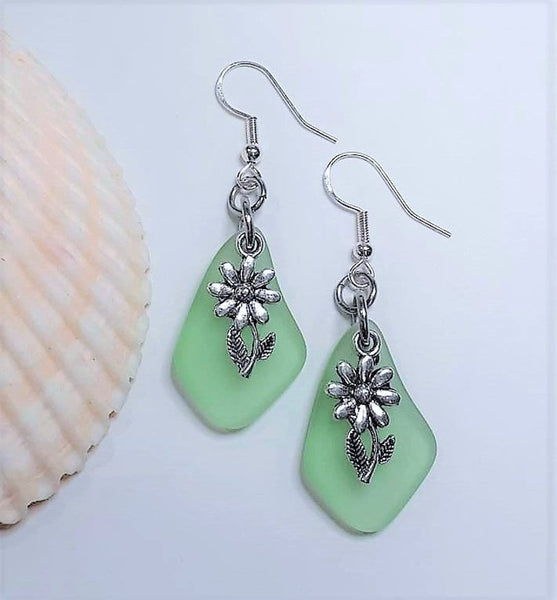 Sea Glass Flower Earrings