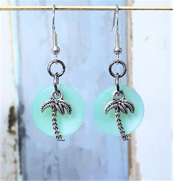 Sea Glass Palm Tree Earrings
