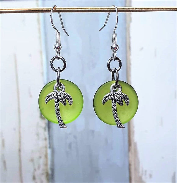Sea Glass Palm Tree Earrings