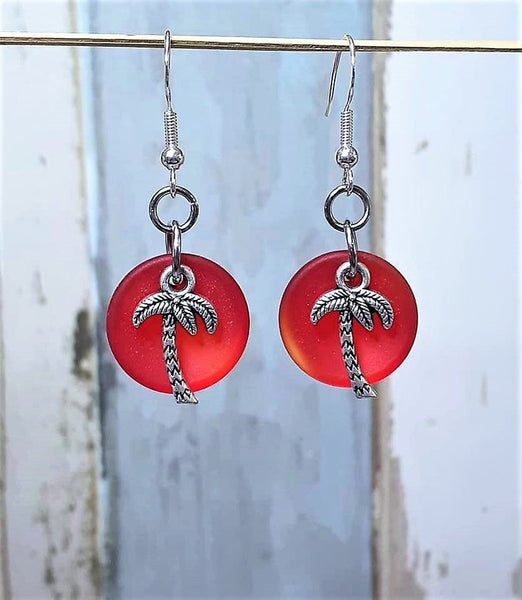 Sea Glass Palm Tree Earrings