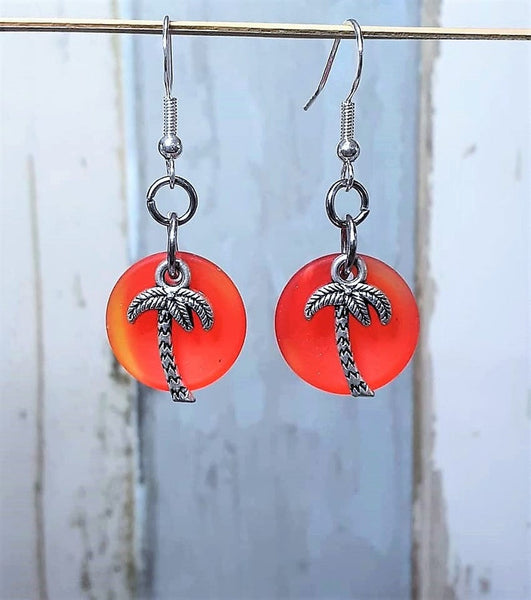 Sea Glass Palm Tree Earrings