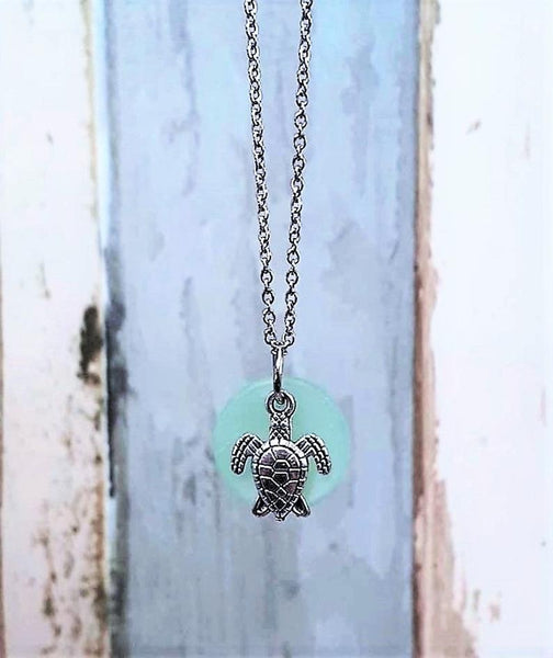Sea Glass Sea Turtle Necklace