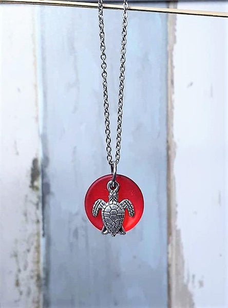 Sea Glass Sea Turtle Necklace