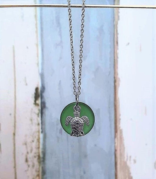 Sea Glass Sea Turtle Necklace