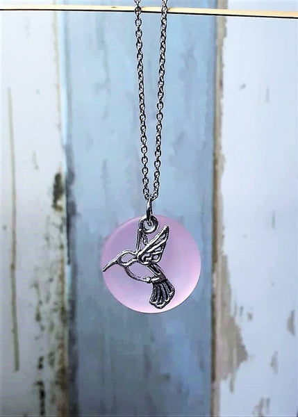 Sea Glass Hummingbird Necklace