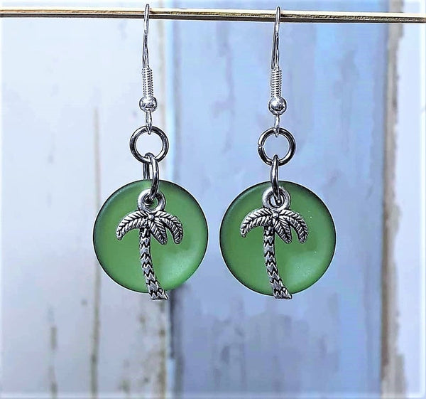 Sea Glass Palm Tree Earrings