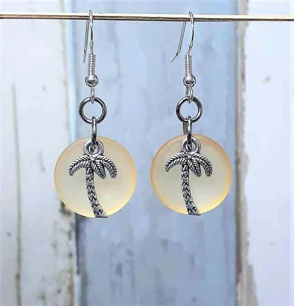 Sea Glass Palm Tree Earrings