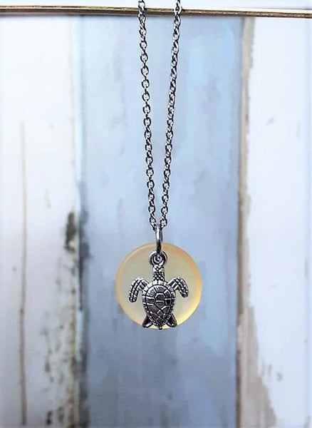 Sea Glass Sea Turtle Necklace