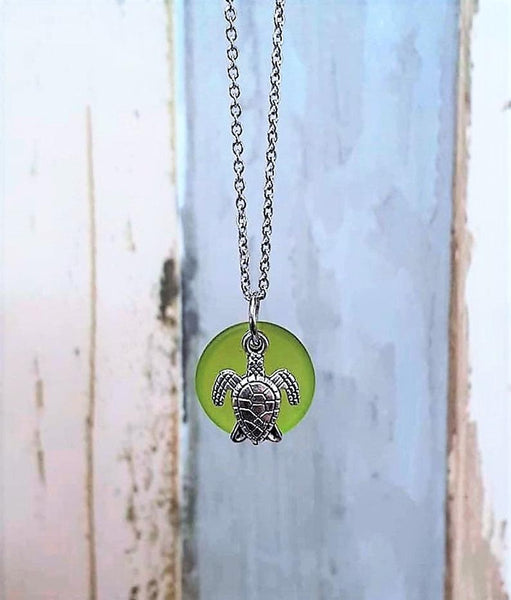 Sea Glass Sea Turtle Necklace