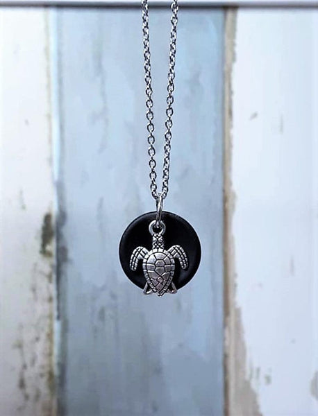Sea Glass Sea Turtle Necklace