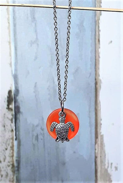 Sea Glass Sea Turtle Necklace
