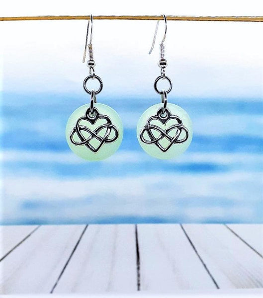 Sea Glass Earrings | Infinity Heart