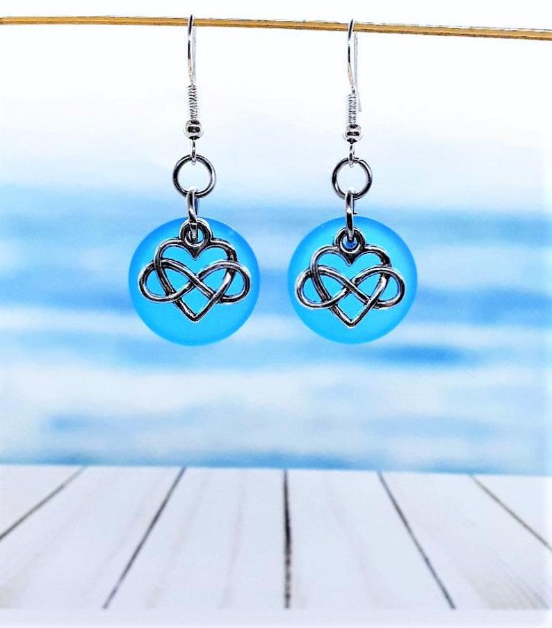 Sea Glass Earrings | Infinity Heart